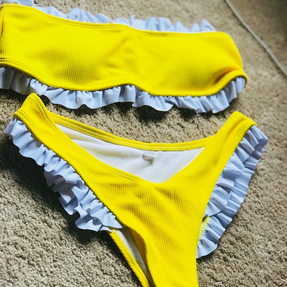 Brazilian Ruffle Trim Bikini Set